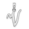 10K White Gold Polished Medium Script Initial V Charm
