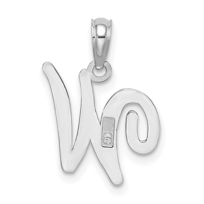 10K White Gold Polished Medium Script Initial W Charm