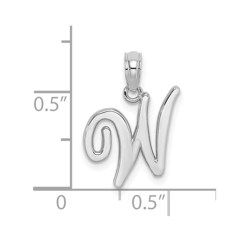 10K White Gold Polished Medium Script Initial W Charm
