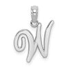10K White Gold Polished Medium Script Initial W Charm