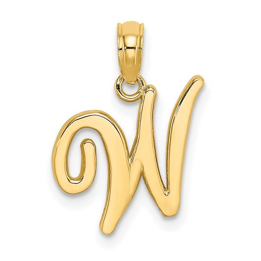 10K Polished Medium Script Initial W Charm
