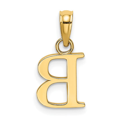 10K Polished Block Initial B Charm