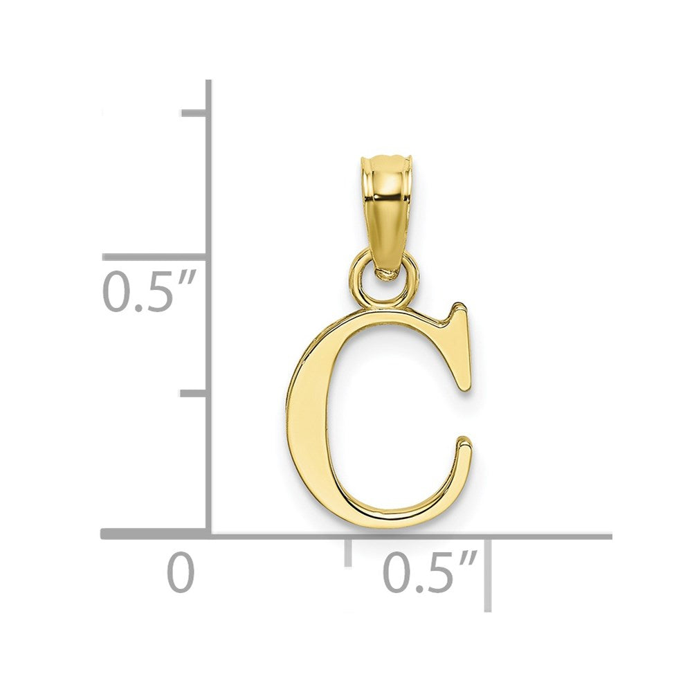 10K Polished Block Initial C Charm