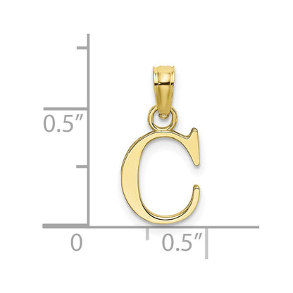 10K Polished Block Initial C Charm