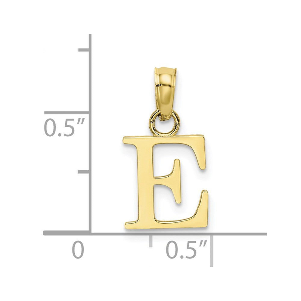 10K Polished Block Initial E Charm