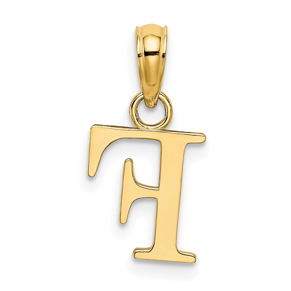 10K Polished Block Initial F Charm