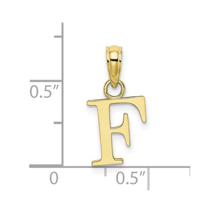 10K Polished Block Initial F Charm