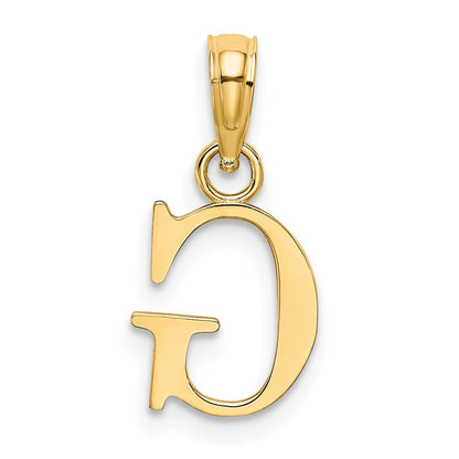 10K Polished Block Initial G Charm