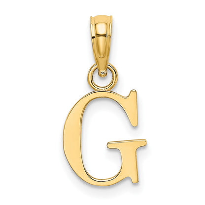 10K Polished Block Initial G Charm
