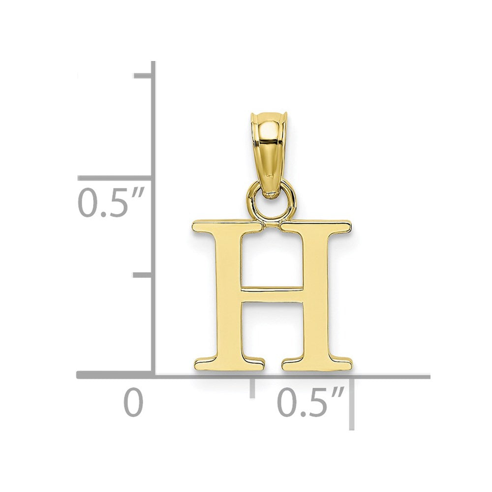 10K Polished Block Initial H Charm