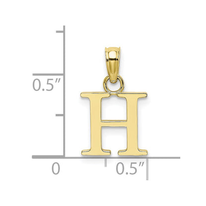10K Polished Block Initial H Charm