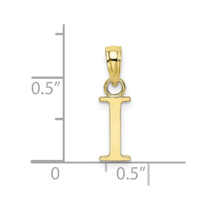 10K Polished Block Initial I Charm