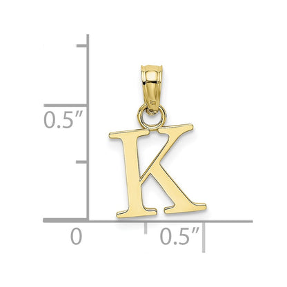 10K Polished Block Initial K Charm