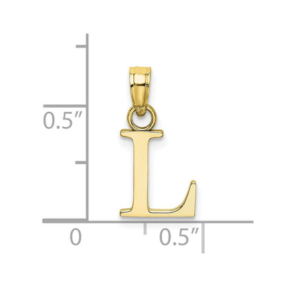 10K Polished Block Initial L Charm
