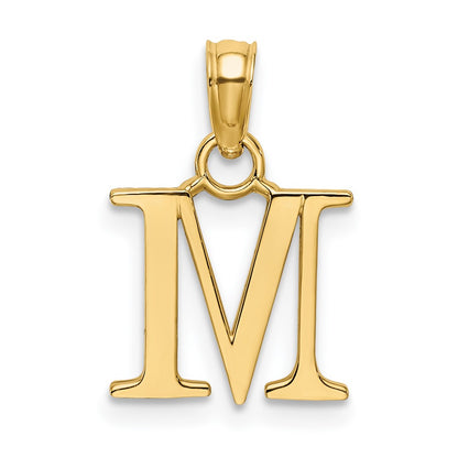 10K Polished Block Initial M Charm