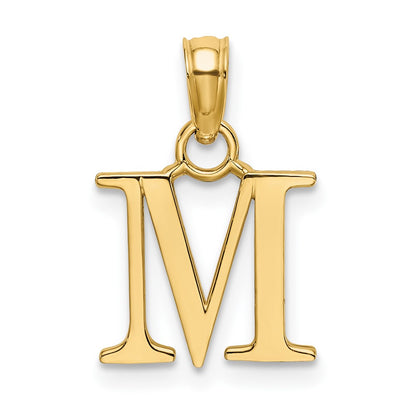 10K Polished Block Initial M Charm