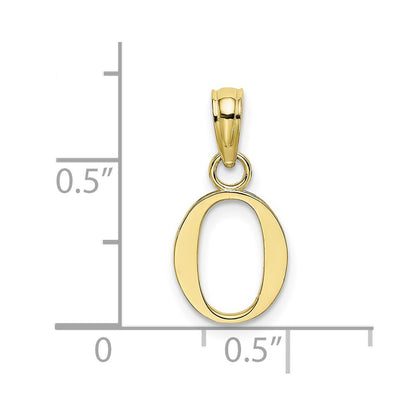 10K Polished Block Initial O Charm