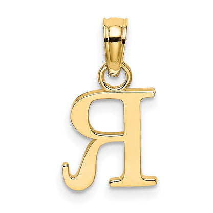 10K Polished Block Initial R Charm