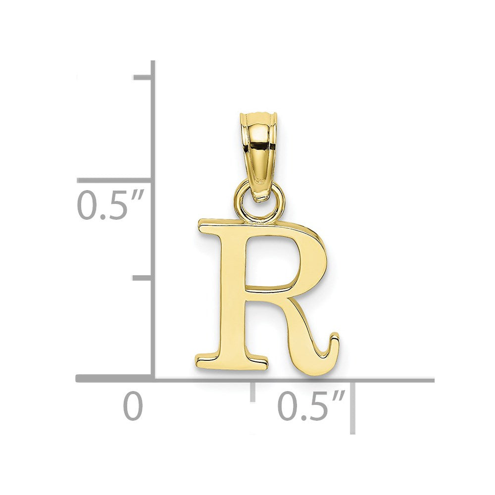 10K Polished Block Initial R Charm