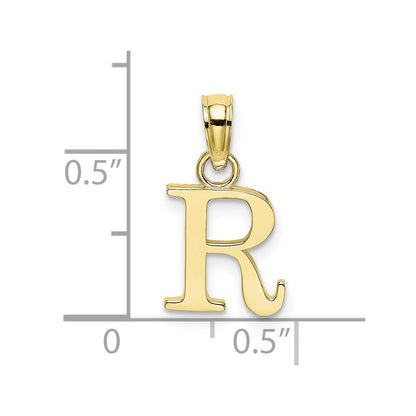 10K Polished Block Initial R Charm