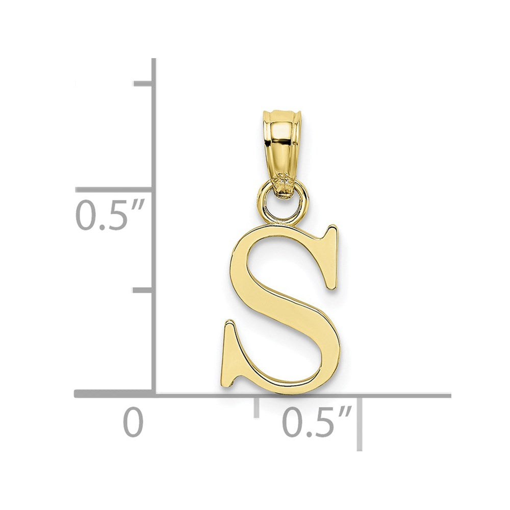 10K Polished Block Initial S Charm