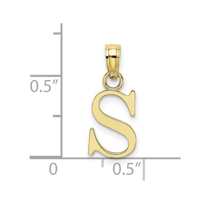 10K Polished Block Initial S Charm