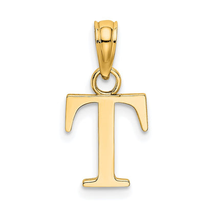 10K Polished Block Initial T Charm
