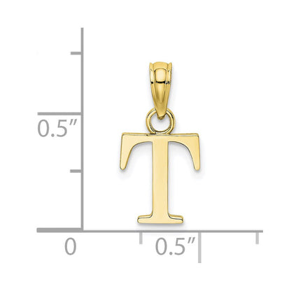 10K Polished Block Initial T Charm