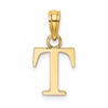 10K Polished Block Initial T Charm