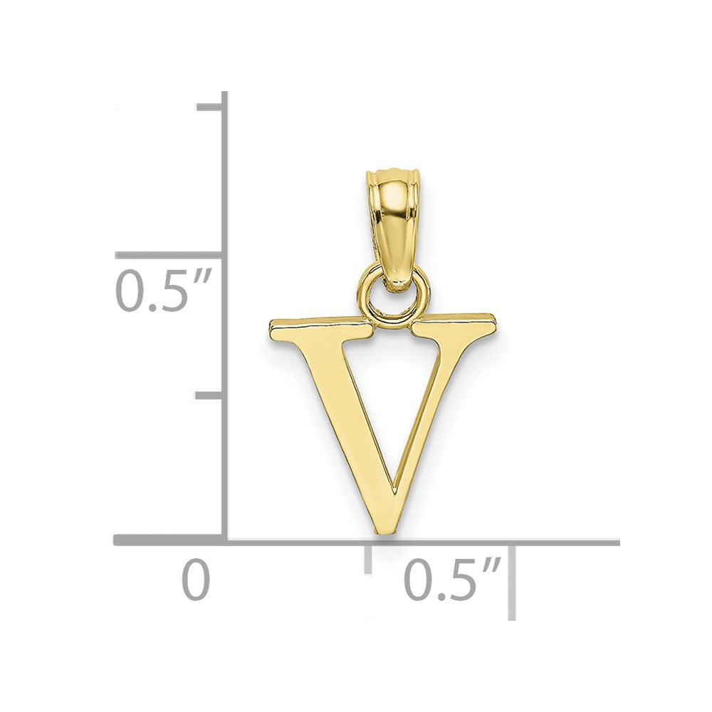 10K Polished Block Initial V Charm