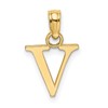 10K Polished Block Initial V Charm