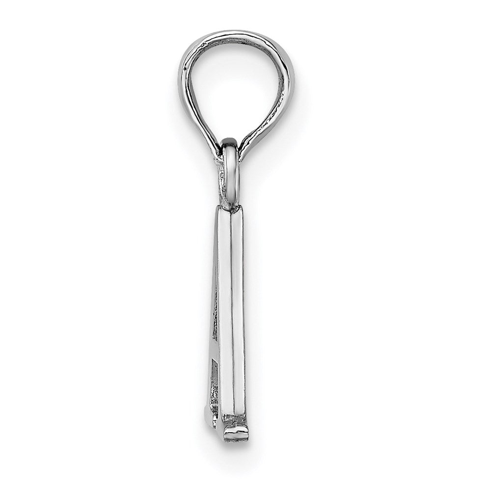 10k White Gold Polished Block Initial A Charm