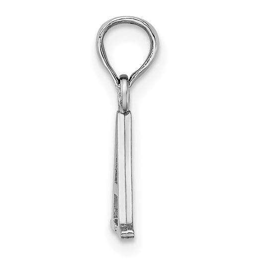 10k White Gold Polished Block Initial A Charm