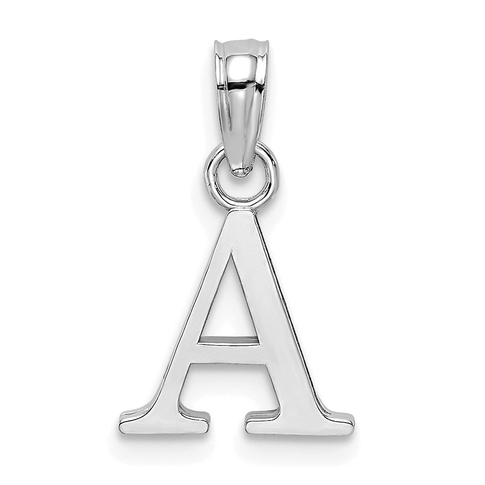 10k White Gold Polished Block Initial A Charm