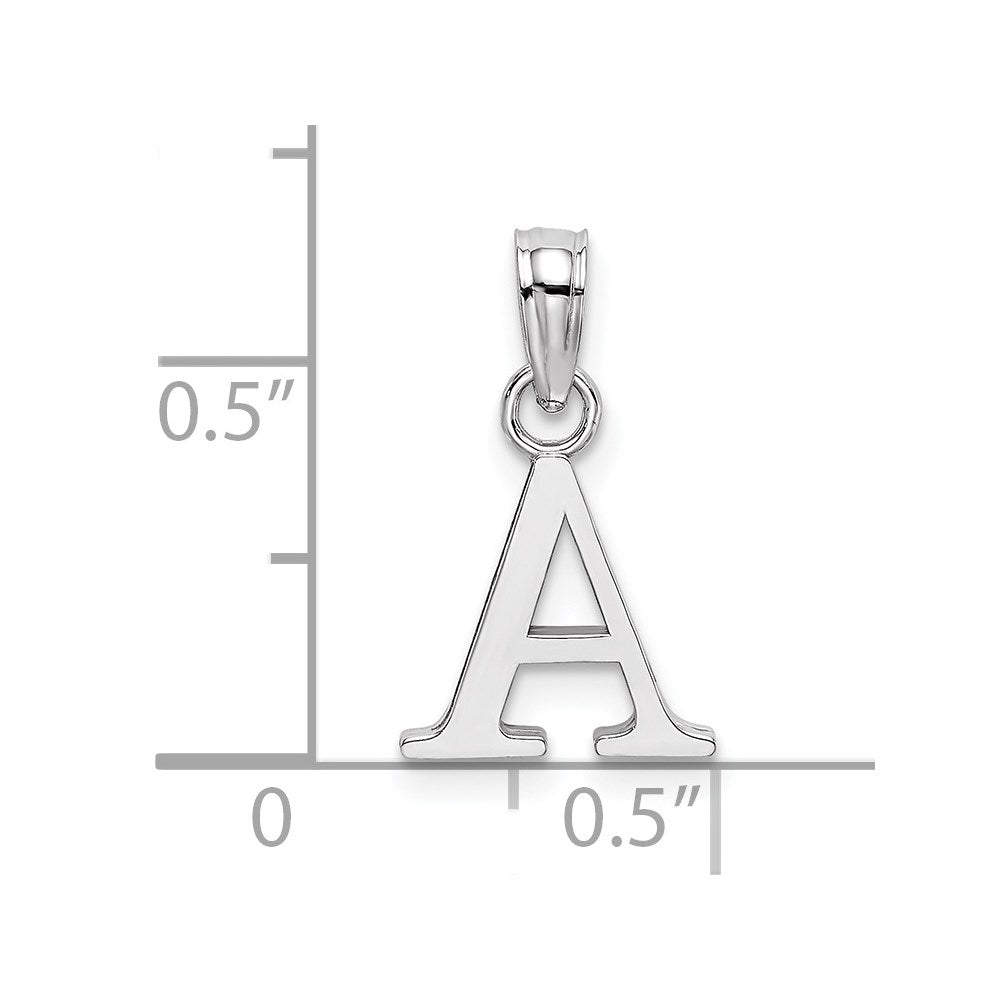 10k White Gold Polished Block Initial A Charm