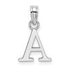 10k White Gold Polished Block Initial A Charm