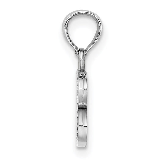 10k White Gold Polished Block Initial B Charm