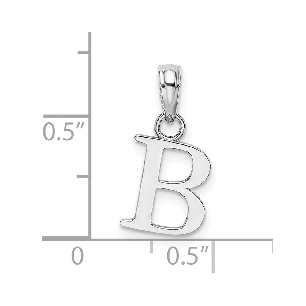 10k White Gold Polished Block Initial B Charm