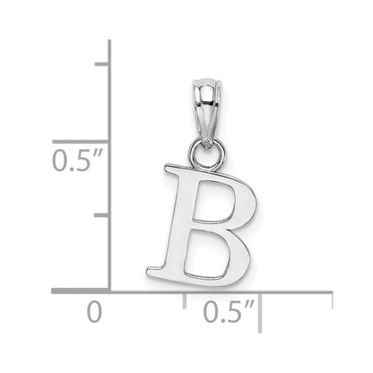 10k White Gold Polished Block Initial B Charm