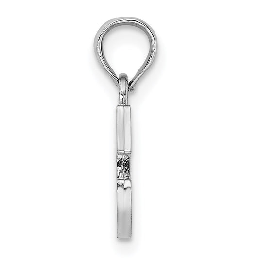 10k White Gold Polished Block Initial C Charm