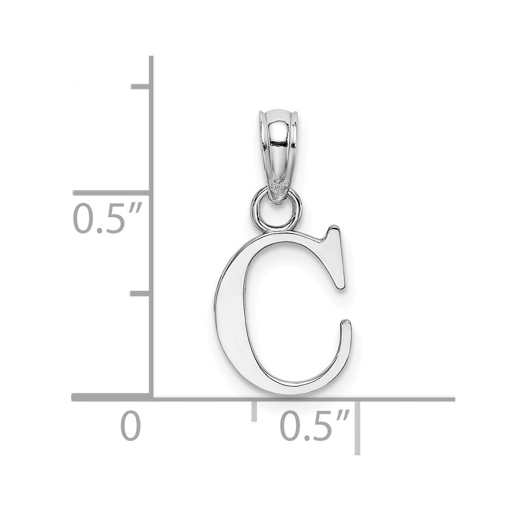 10k White Gold Polished Block Initial C Charm