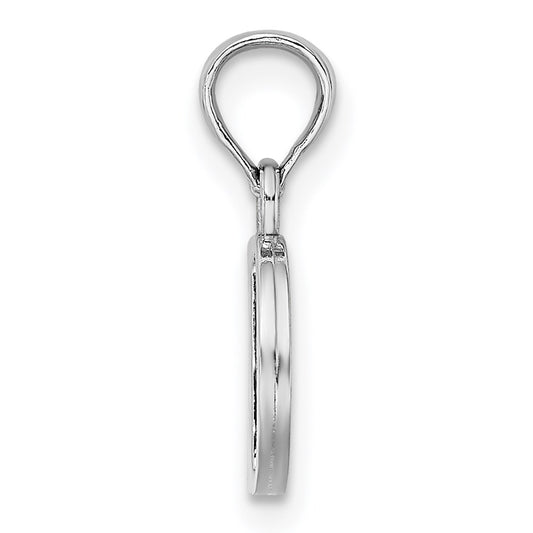 10k White Gold Polished Block Initial D Charm