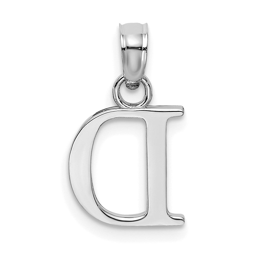 10k White Gold Polished Block Initial D Charm