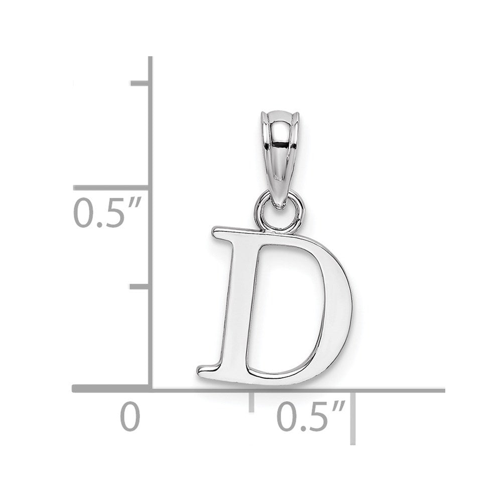 10k White Gold Polished Block Initial D Charm
