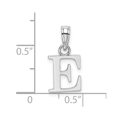 10K White Gold Polished Block Initial E Charm