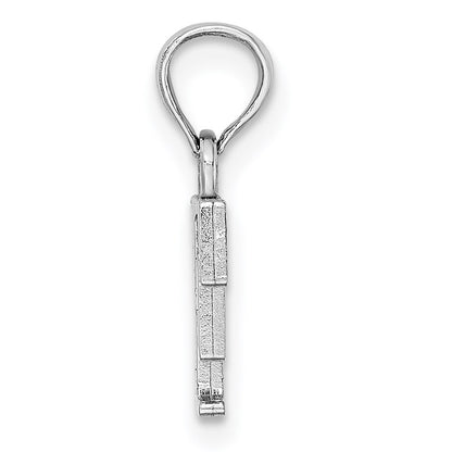 10K White Gold Polished Block Initial F Charm