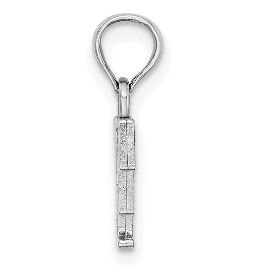 10K White Gold Polished Block Initial F Charm