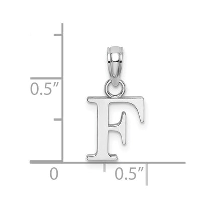 10K White Gold Polished Block Initial F Charm