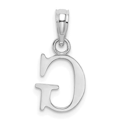 10K White Gold Polished Block Initial G Charm