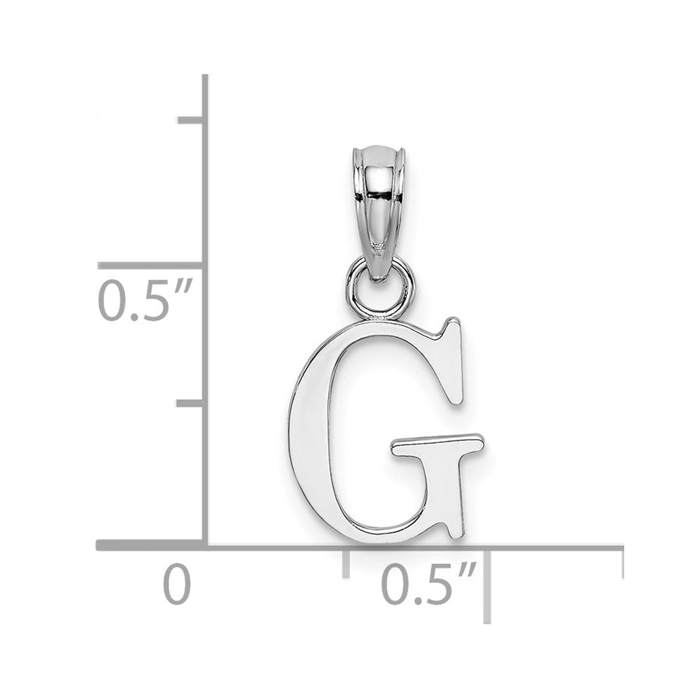 10K White Gold Polished Block Initial G Charm